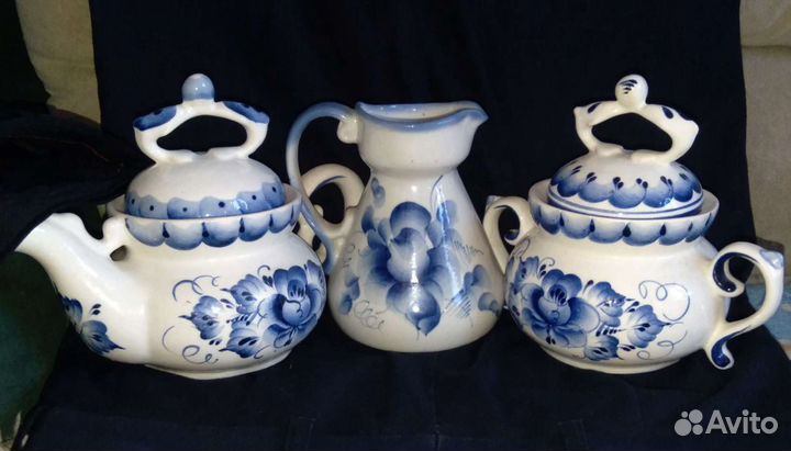Гжель Чайник сахарница молочник кувшин Винтаж СССР