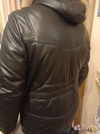 Кожаный пуховик Турция 56новый