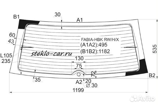 Стекло заднее Skoda Fabia HBK заднее с эо тз 1999-06 lemson 1199*535