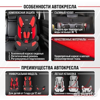 Автокресло 1/2/3гр skyway Шалун 9-36кг новое