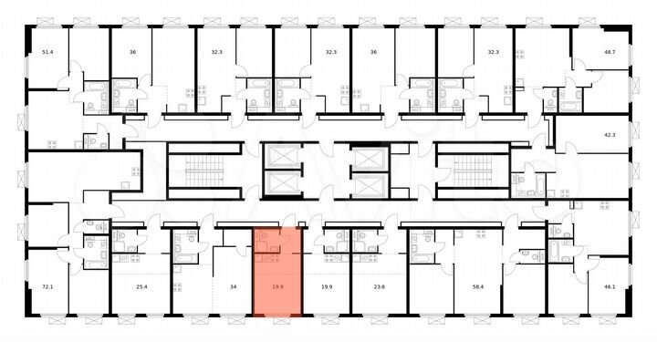 Квартира-студия, 19,9 м², 13/33 эт.