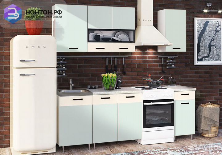 Кухня Рио 1.7 м мята / бежевый