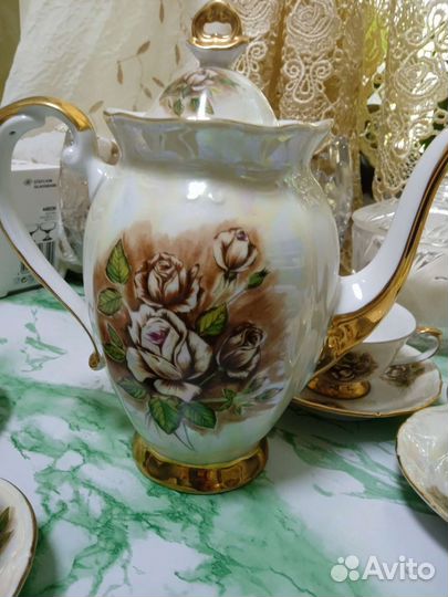 Кофейный сервиз чайные розы, Польша. 80-е