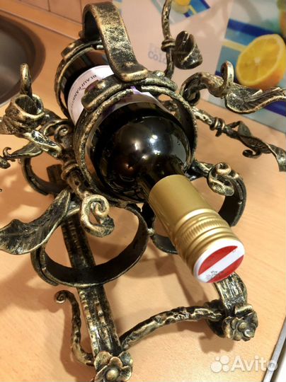 Подставка для 3х винных бутылок кованая