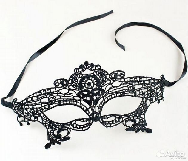 Эротическая черная ажурная маска и наручники