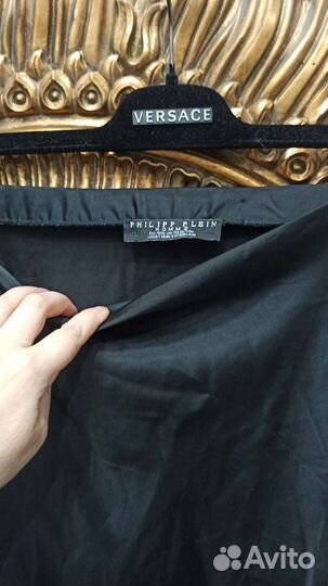 Юбка черная philipp Plein миди косой крой 44-46