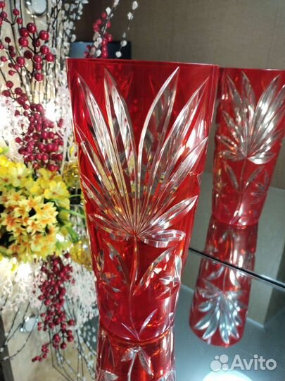 Вазы хрусталь, стекло. Чехия, СССР. Осталась синяя