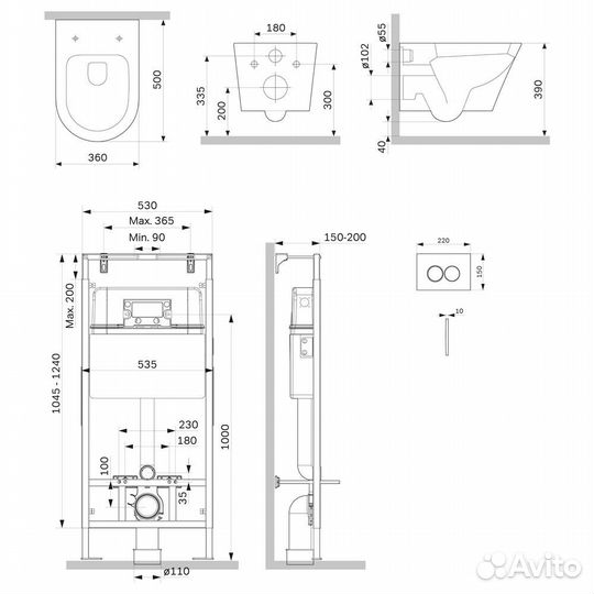 Инсталл клав L белый глянец унитаз Sense FlashCle