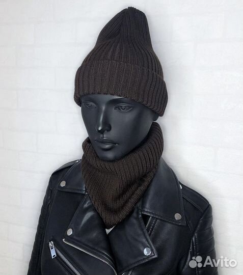 Комплект Шапка и снуд мериносовая шерсть 100