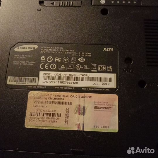 Ноутбук samsung R530