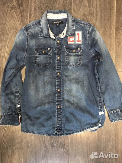 Джинсовая рубашка и джинсы 128/134