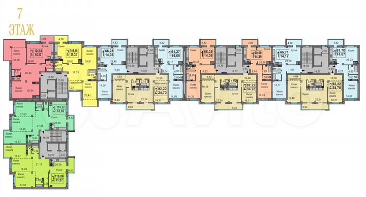 1-к. квартира, 66,3 м², 7/8 эт.