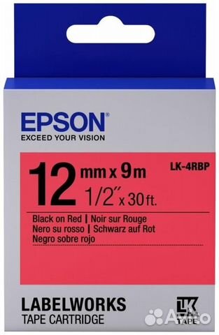 Лента термотрансферная Epson LK-4RBP9 (C53S654007)