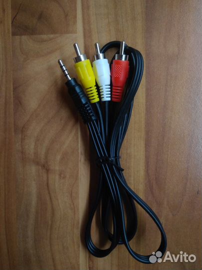 Кабель 3.5 mm jack - RCA x3 черный, 1 м