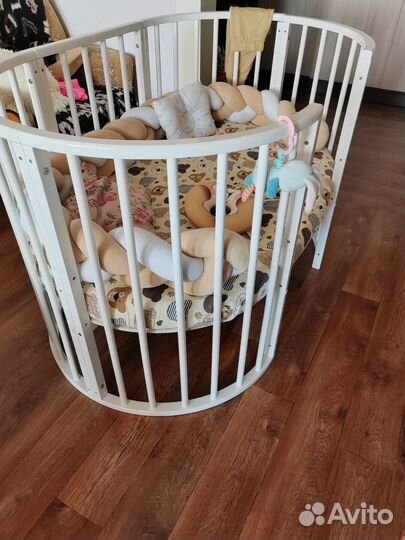 Детская кроватка трансформер 7в1 с матрасом