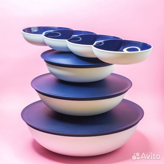 Сервировочный набор чаш с крышками + менажница