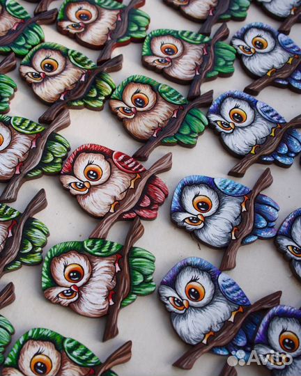 Брошь ручной работы сова