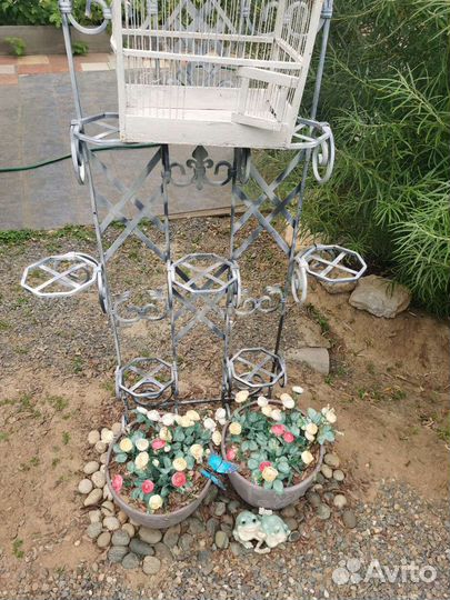 Подставка для цветов в сад, горшок вешалка металл