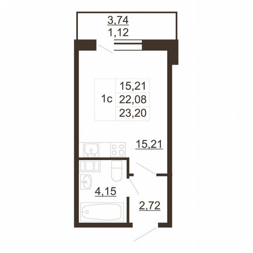 Квартира-студия, 23,2 м², 4/6 эт.