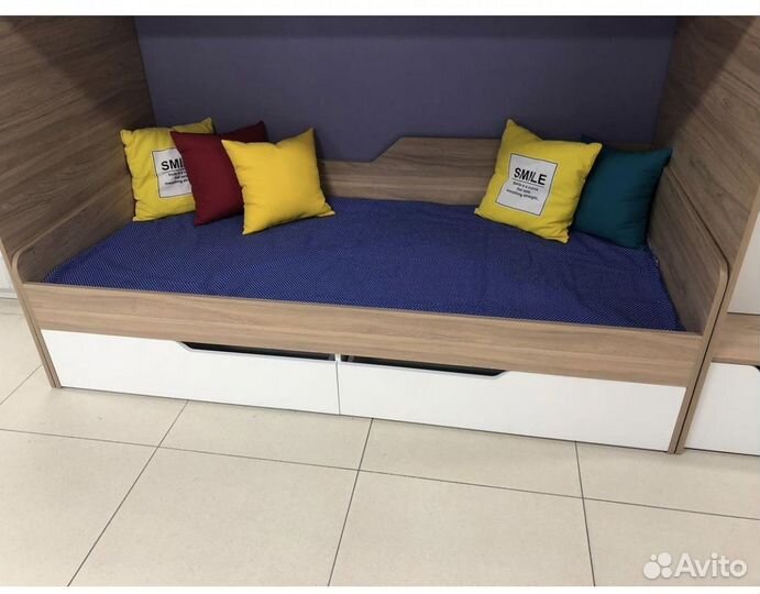 Детская кровать Мозаика (вяз швейцарский+белый) Пр