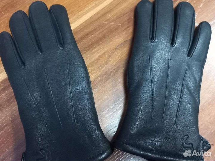 Мужские кожаные перчатки зимние новые