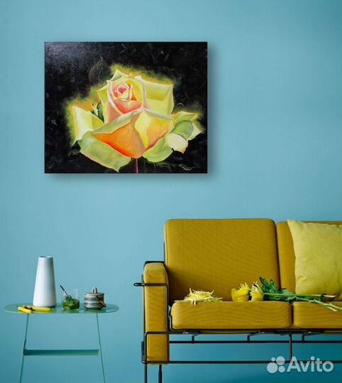 Картина маслом на холсте Жёлтая роза