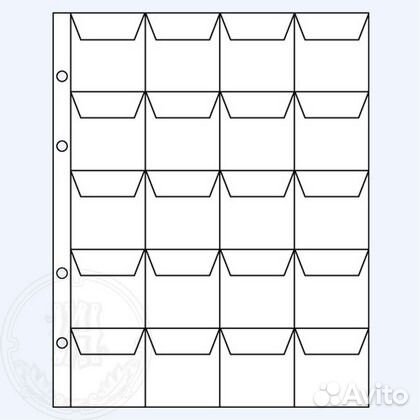 Лист с клапанами на 12 ячеек для хранения монет
