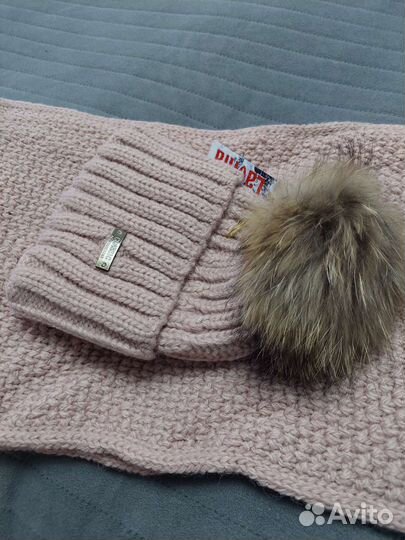 Комплект шапка и снуд зимний