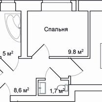 2-к. квартира, 58,7 м², 1/9 эт.