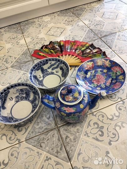 Чайник и тарелки старый Китай, Вьетнам