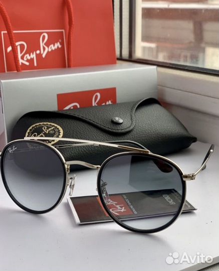 Очки ray ban round double bridge пепельные