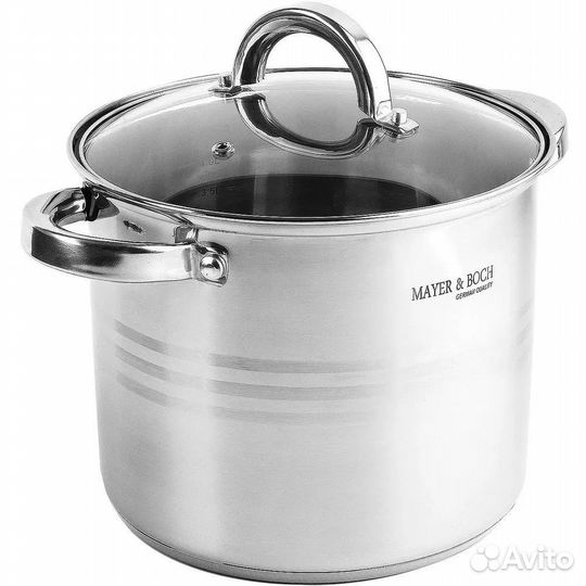 Кастрюля нержавейка с крышкой 8,6л. Mayer&Boch