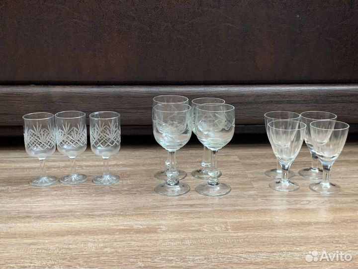 Бокалы, стаканы, рюмки хрустальные, стеклянные