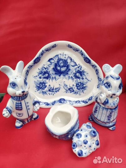 Набор для специй фарфор, семейка зайцев