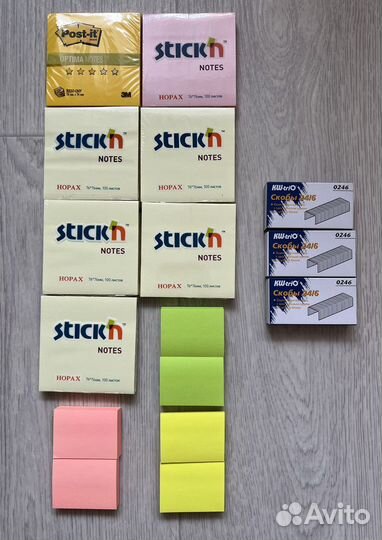 Скобы для степлера. Самоклеящаяся бумага