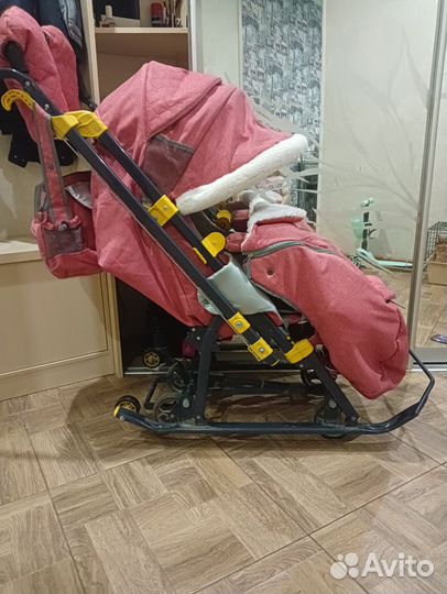 Детские санки коляска с колесами