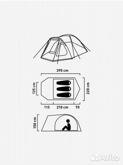 Палатка туристическая 3 местная бу