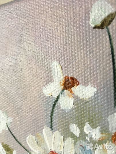 Картина ромашки/ Белая картина/картина маслом