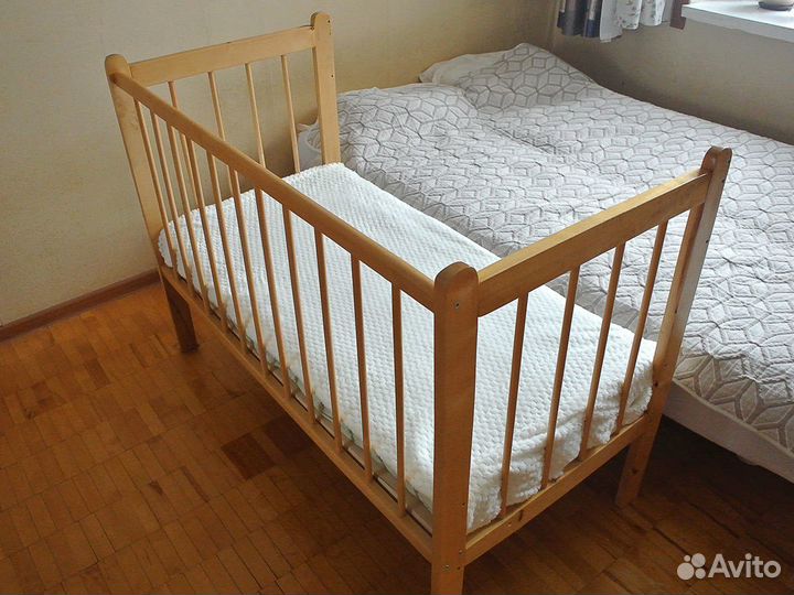 Детская кроватка с матрасом, приставная