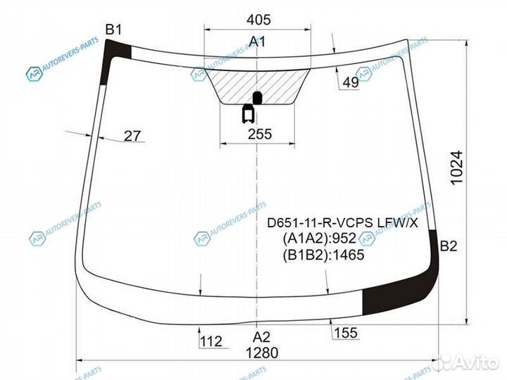 D651-11-R-vcps lfwx Стекло лобовое + дд mazda demi