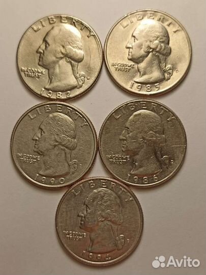 Четверть долора 1965-1994г США оригинал