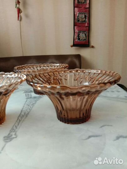 Цветные вазочки винтаж СССР стекло