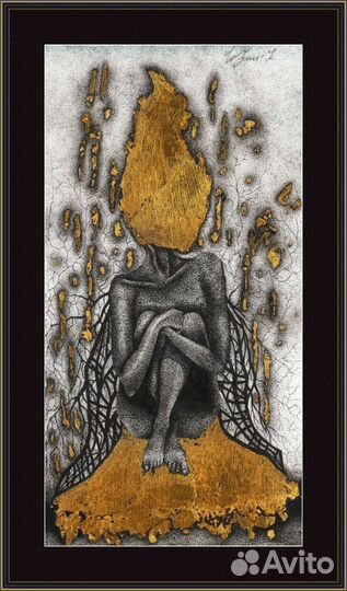 Картина графика «Горящая голова»