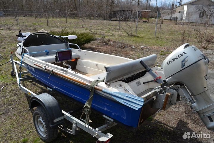 Лодка, прицеп, мотор якорь Хайбо с АКБ 135А