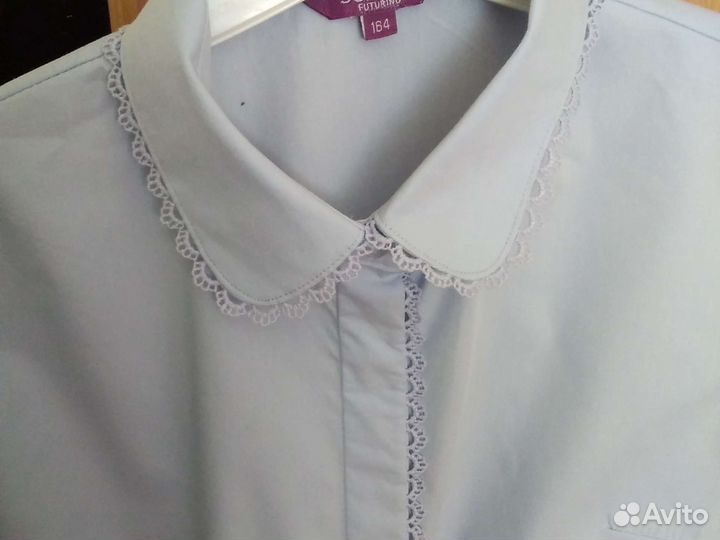 Блузка школьная голубая рост 164