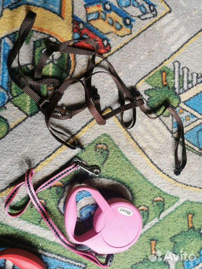 Поводок рулетка flexi classic1 и шлейки для кошек