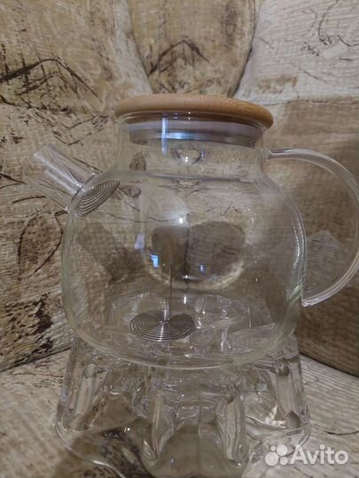 Чайник заварочный стеклянный с подставкой