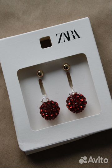 Серьги вишня со стразами zara новинка