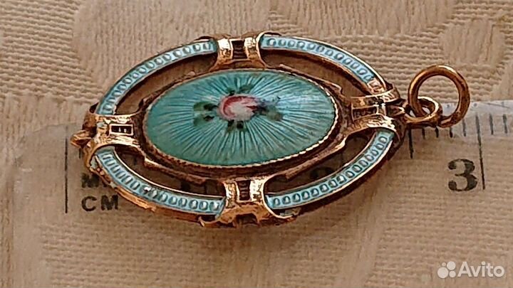 Гильошированная эмаль кулон Франция винтаж