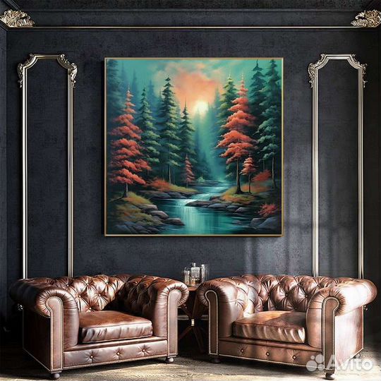 Большая картина маслом лес